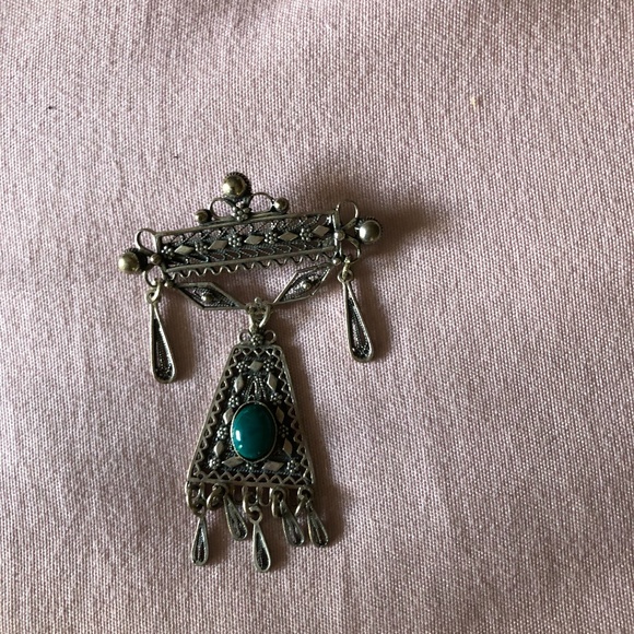 Silver/turquoise Brooch Pin - Picture 2 of 3